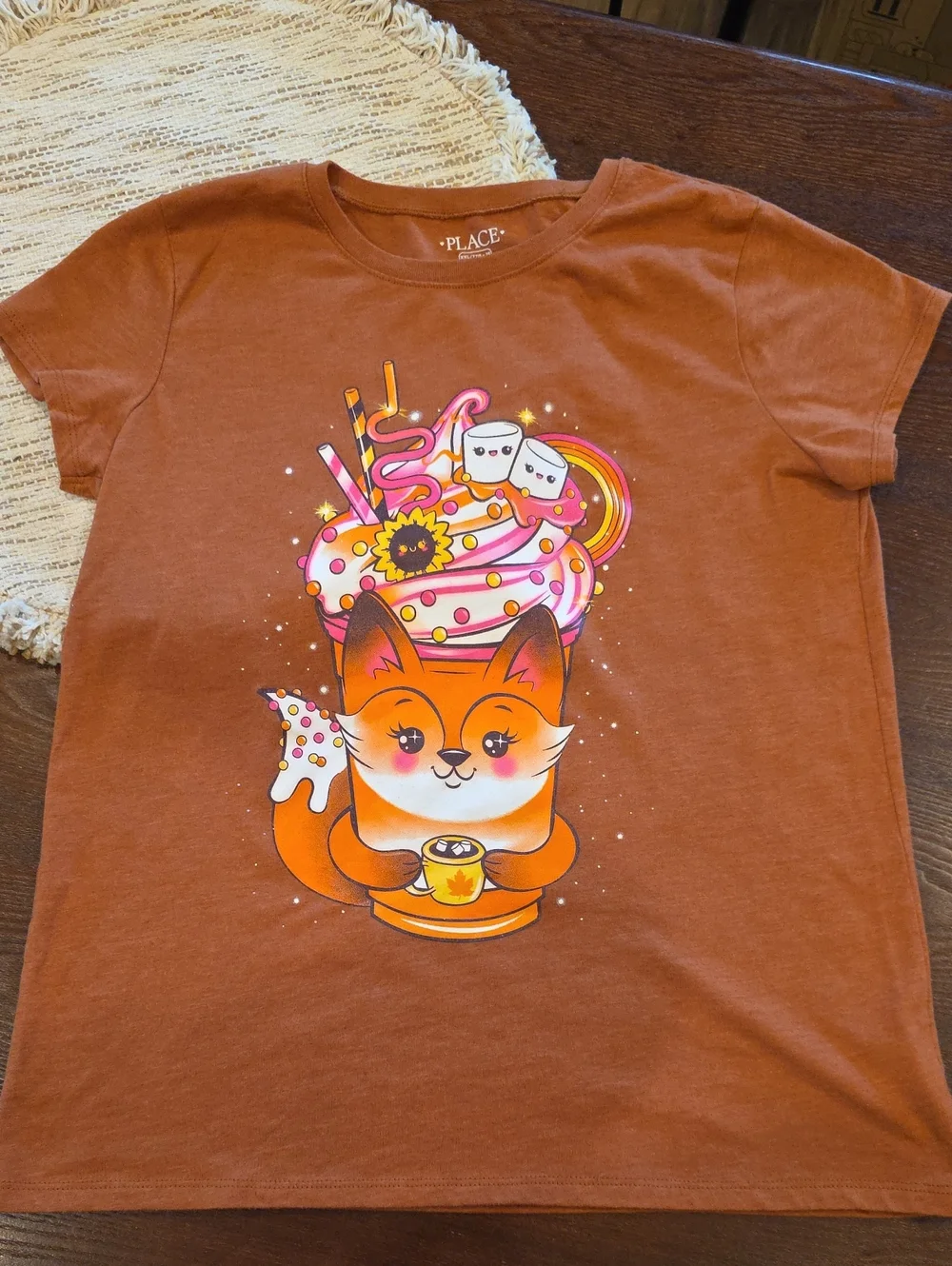 The Children's Place Girls XXL 16 Rust Orange Graphic Tee Autumn Fox